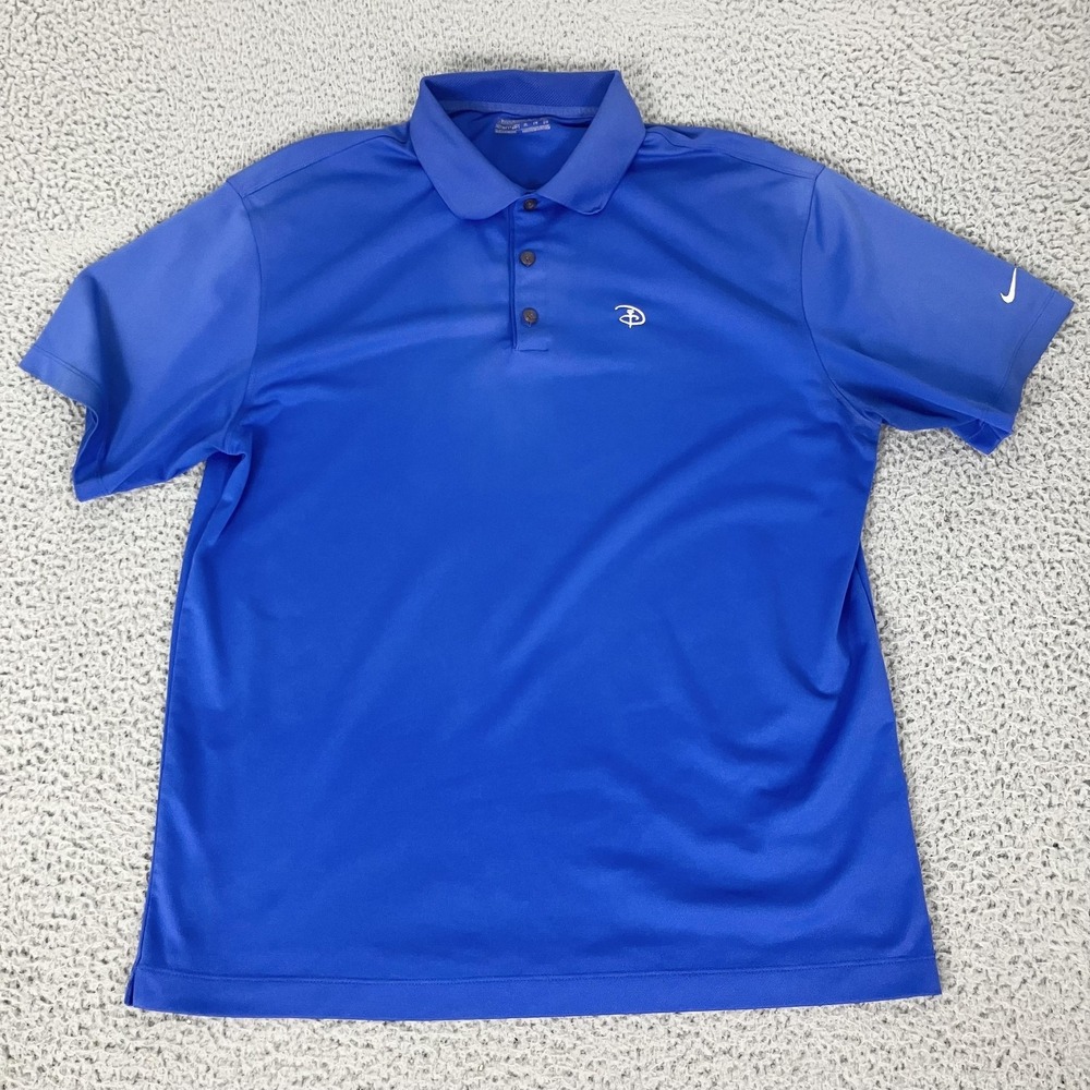 Nike Disney Golf Dri-FIT Polo Shirt Mens XL Blue Solid Golf Performance Logo Top